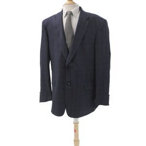 Hart Schaffner Marx Mens 2 Piece Classic Blue Plaid Suit Jacket Size 48